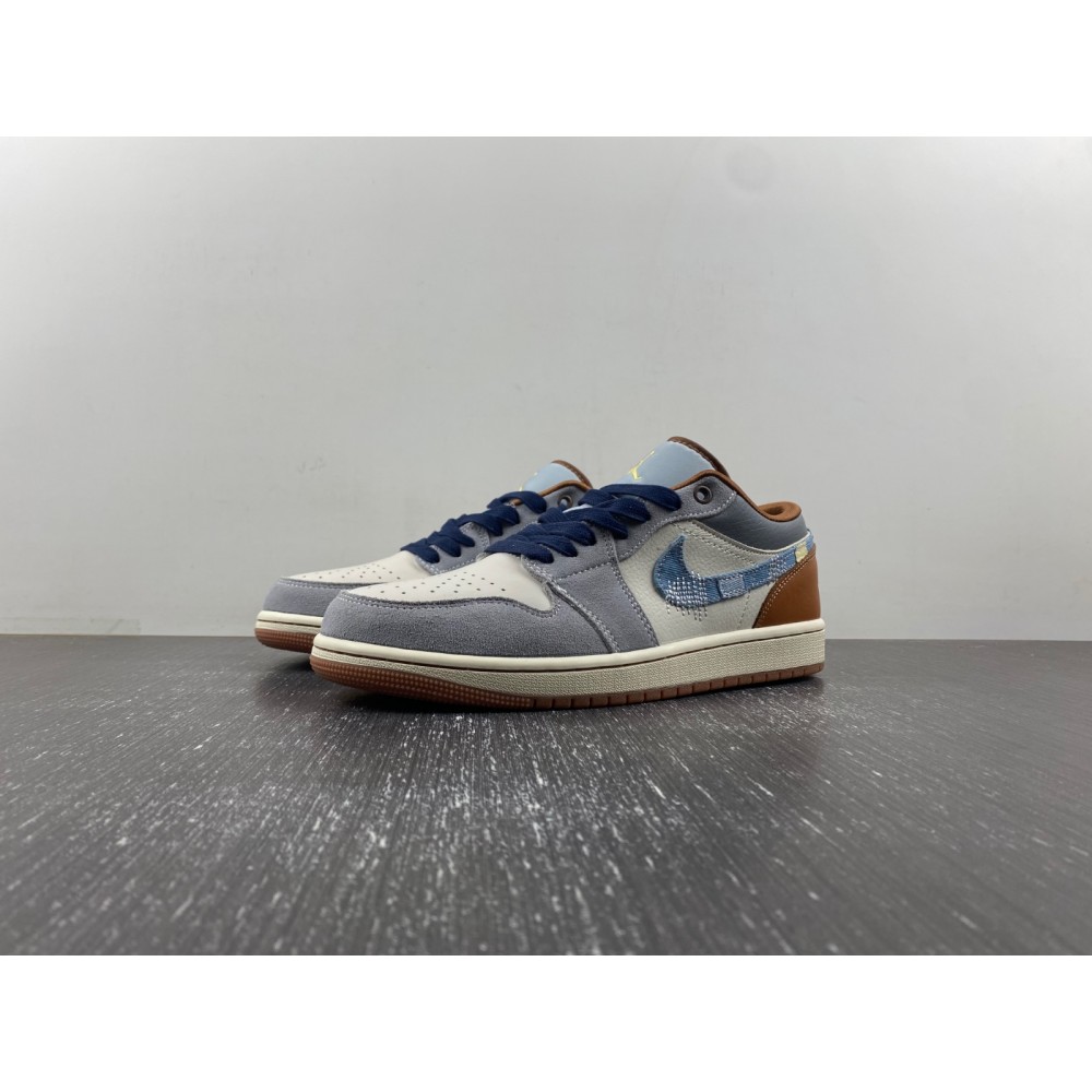 Jordan 1 Low SE Phantom Repaired Denim Swoosh Men''s FZ5042-041