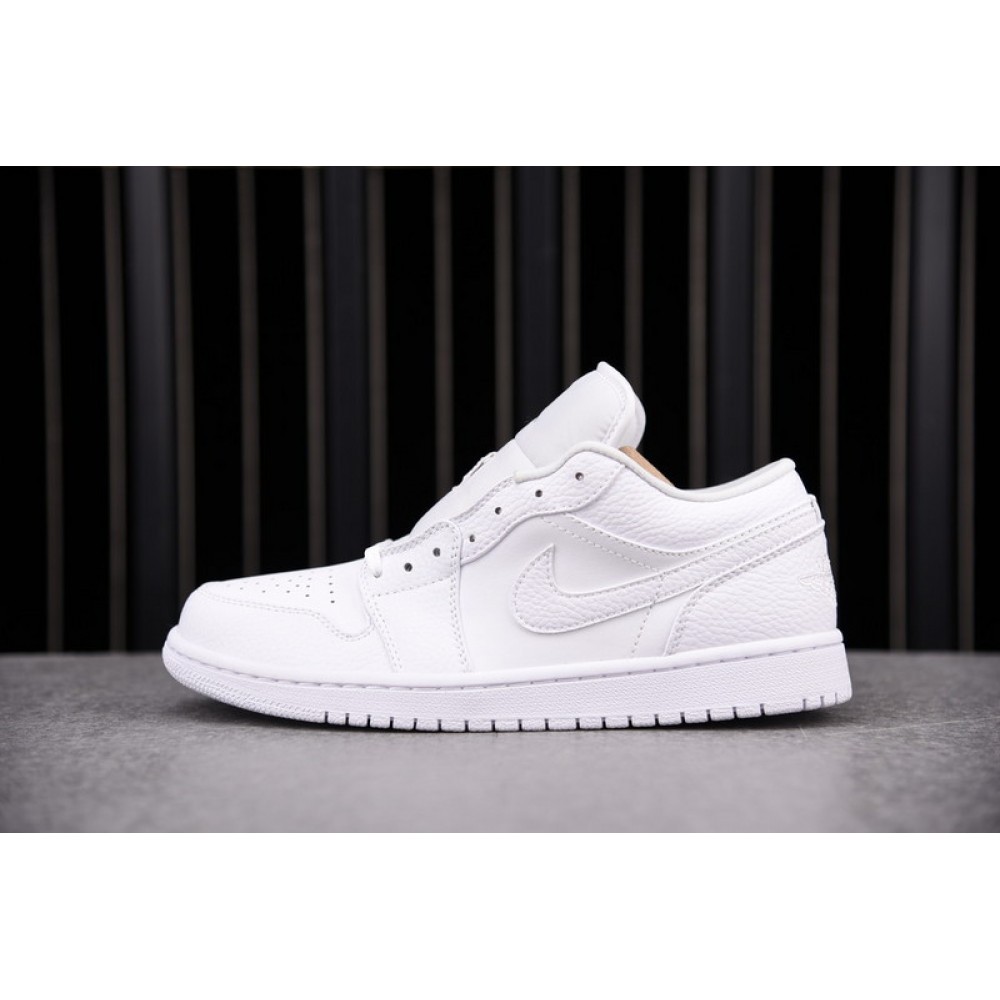 Jordan 1 Low Triple White Tumbled Leather Men''s 553558-130